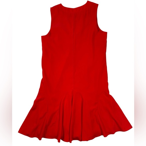 J. Crew Tomato Red Sleeveless V-Neck Flounce Dress - Picture 8 of 9